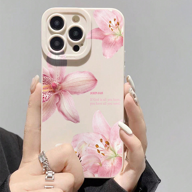 Phone Cases Otterbox - Blue Floral Painted Silicone INS Phone
