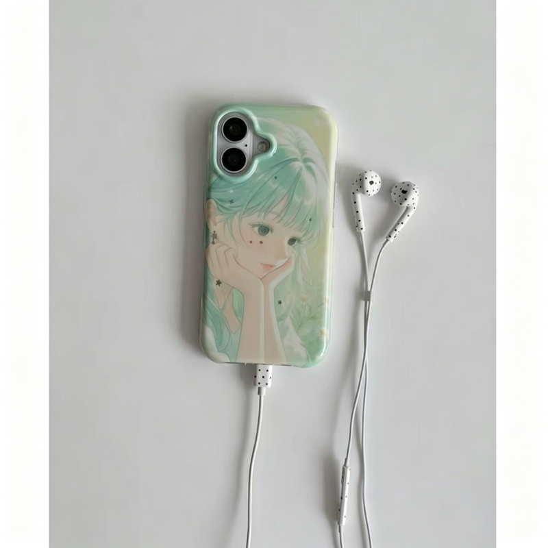 Phone Cases Kawaii - New Japanese Anime Green Girl Kawaii