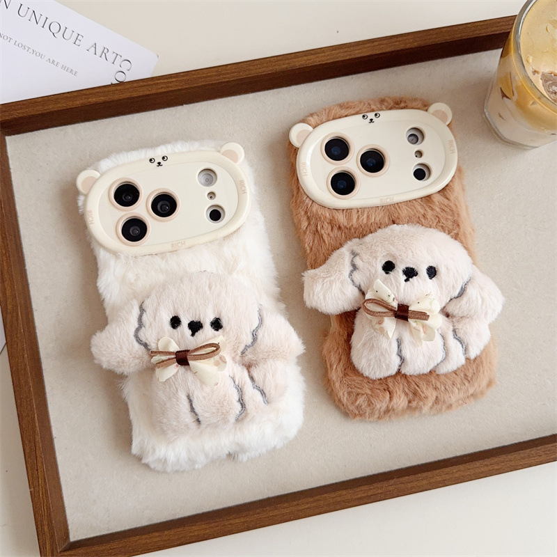3D Cartoon Bowknot Puppy Warm  - Phone Cases Bulk 评论和价格