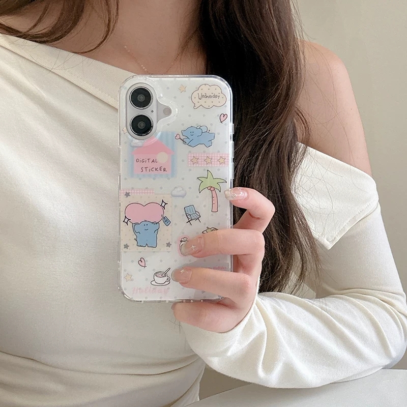 Cute Cartoon Elephant Grabbing - Phone Cases Kawaii 评论和价格