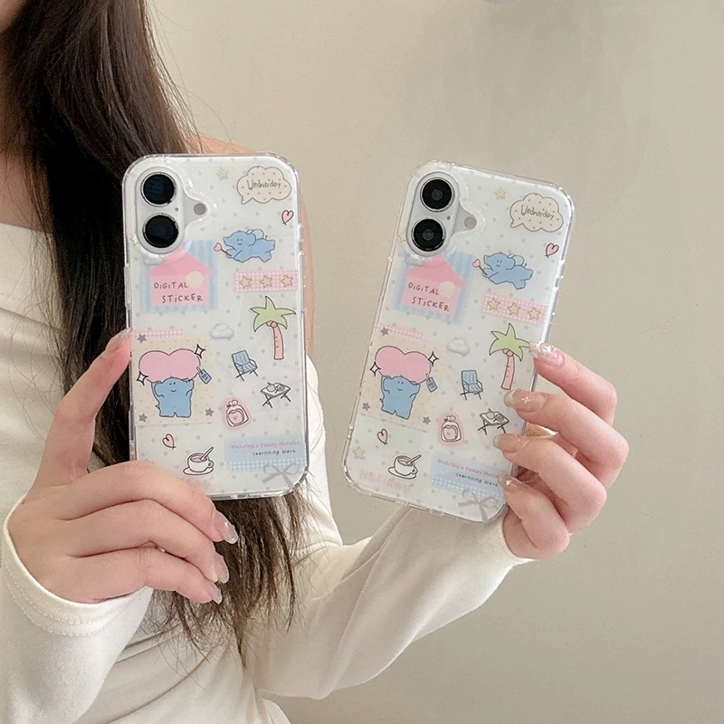 Cute Cartoon Elephant Grabbing - Phone Cases Kawaii 评论和价格