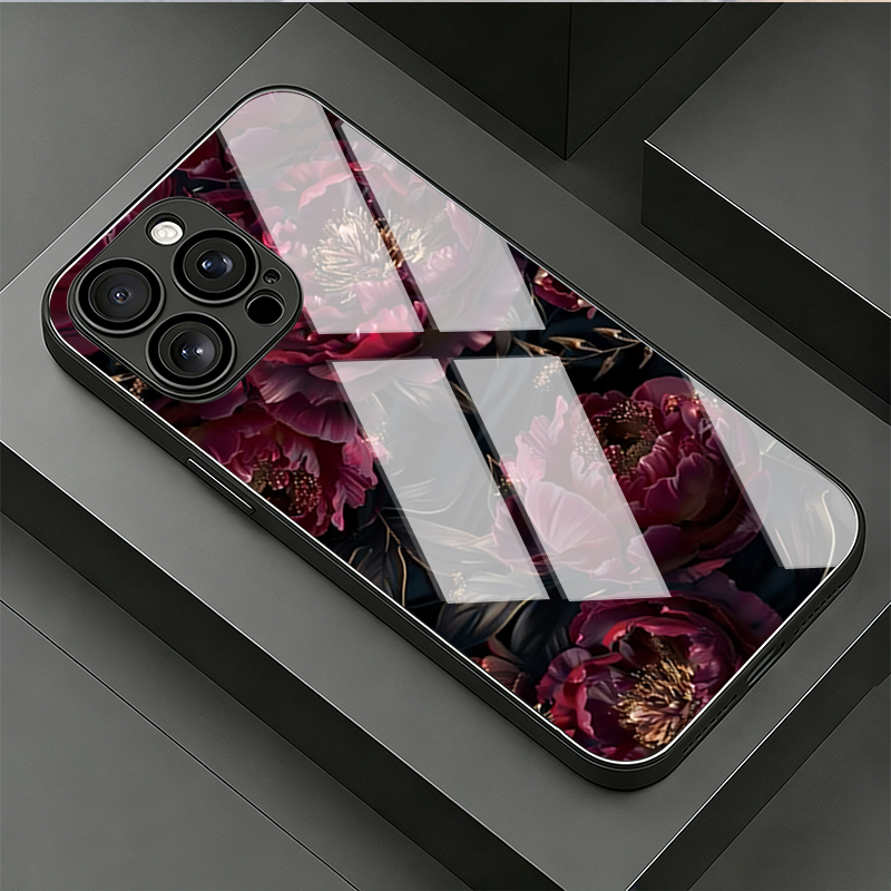 Vogue Dark Red Rose Tempered G - Phone Cases Vogue 评论和价格