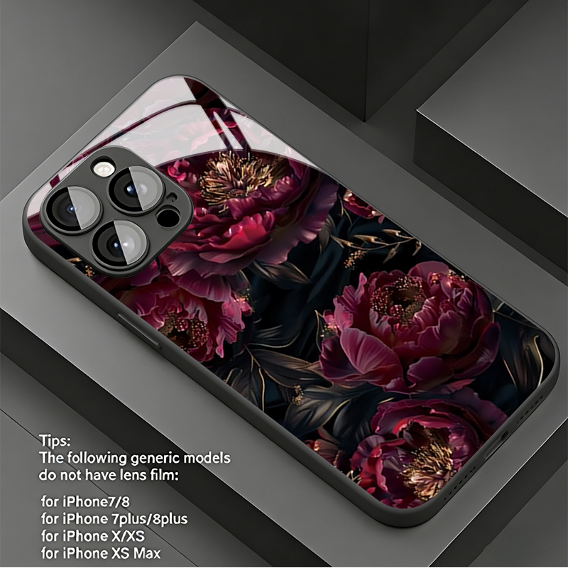 Vogue Dark Red Rose Tempered G - Phone Cases Vogue 评论和价格