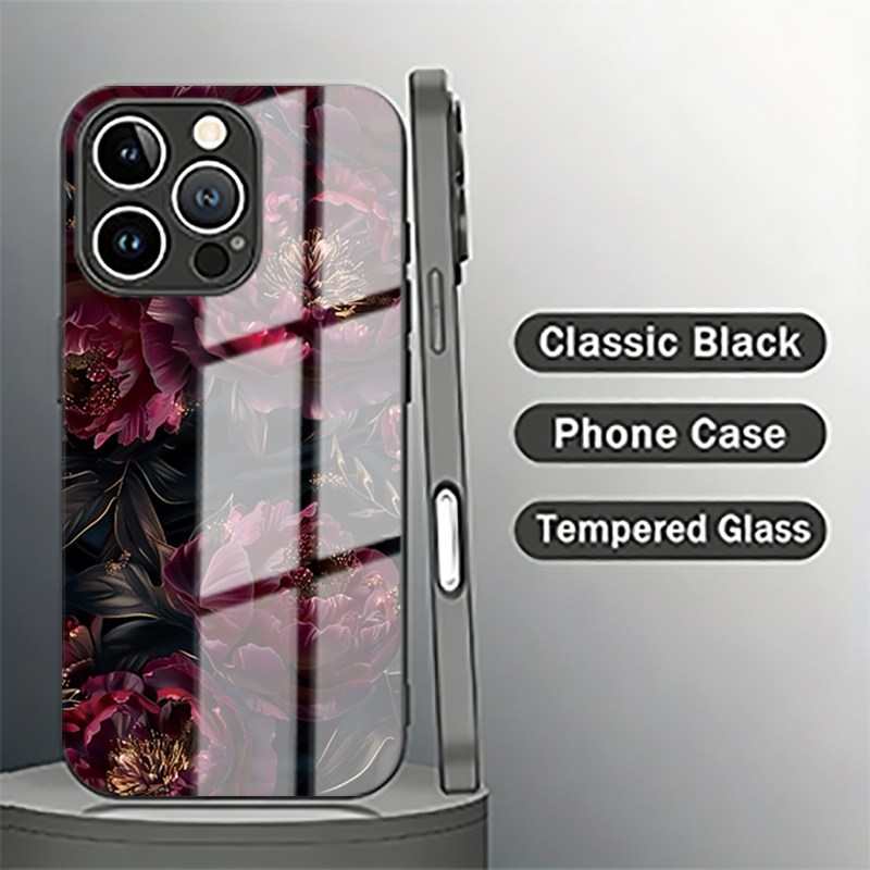 Vogue Dark Red Rose Tempered G - Phone Cases Vogue 评论和价格