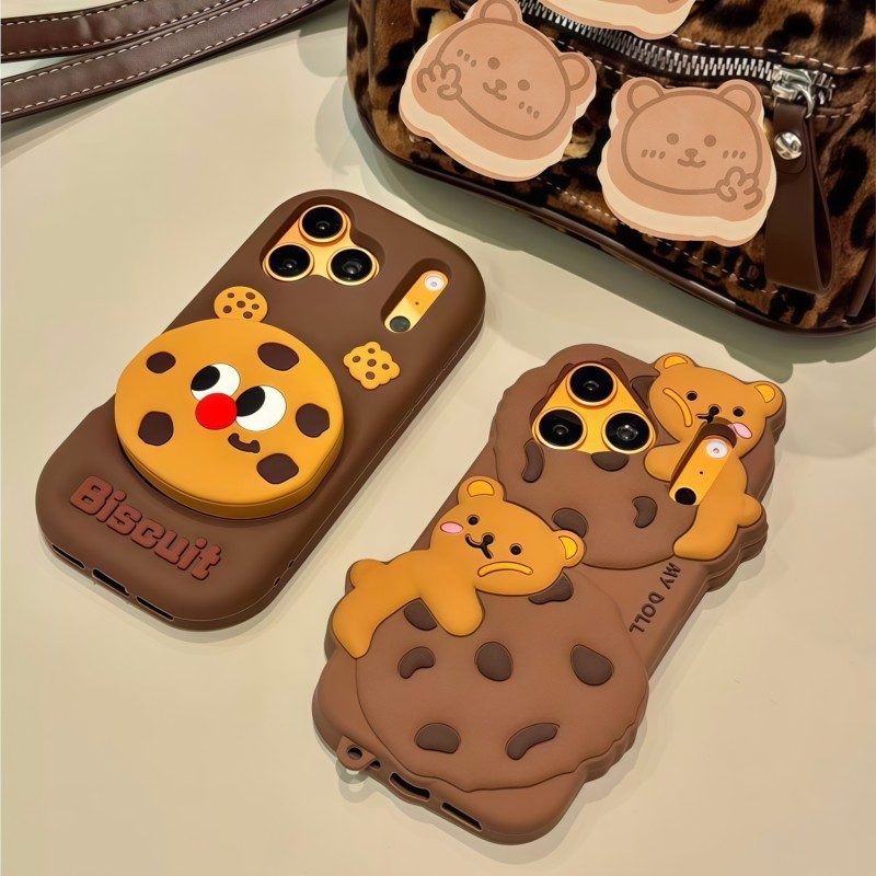 3D Cartoon Kawaii Biscuit Bear - Phone Cases Kawaii 评论和价格