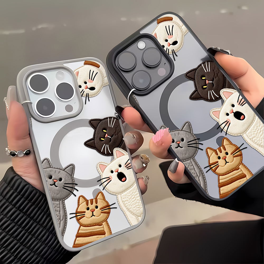Cute Faux Embroidery Cat Phone - Phone Cases Bulk 评论和价格