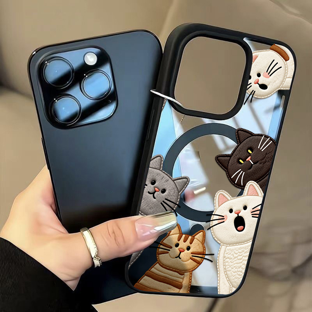 Cute Faux Embroidery Cat Phone - Phone Cases Bulk 评论和价格